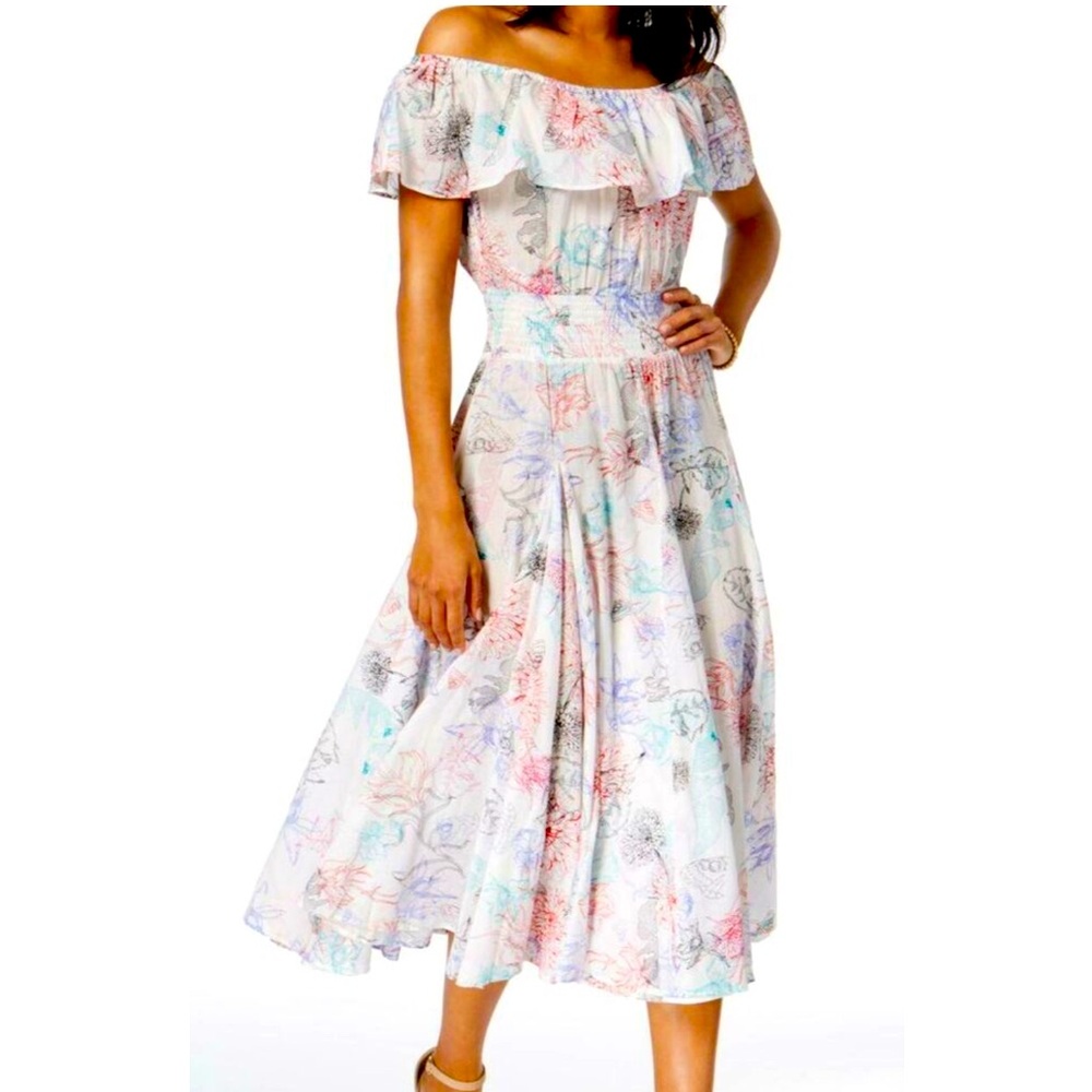 Olivia & Grace COTTON Ruched Ruffle Flounce Floral Summer Dress
